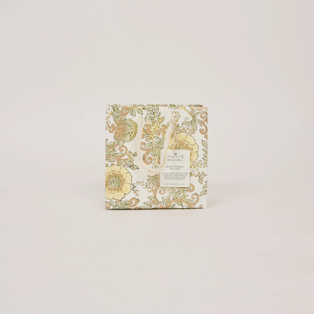 Block Printed Gift Bags | Buttercream | 3 Designs & 2 Sizes Available