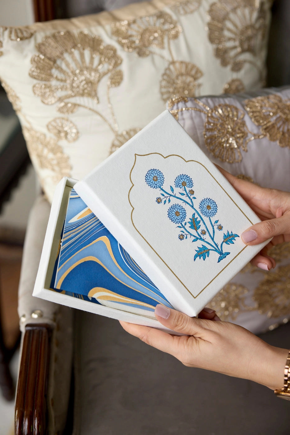 Boxed Artisan Block Printed Card Sets | 2 Colours Available