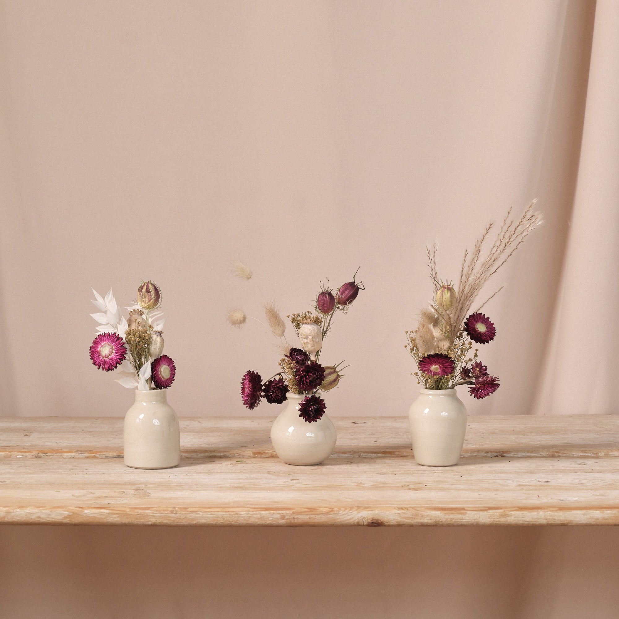 Everlasting Reds Dried Flower Bud Vase Arrangements