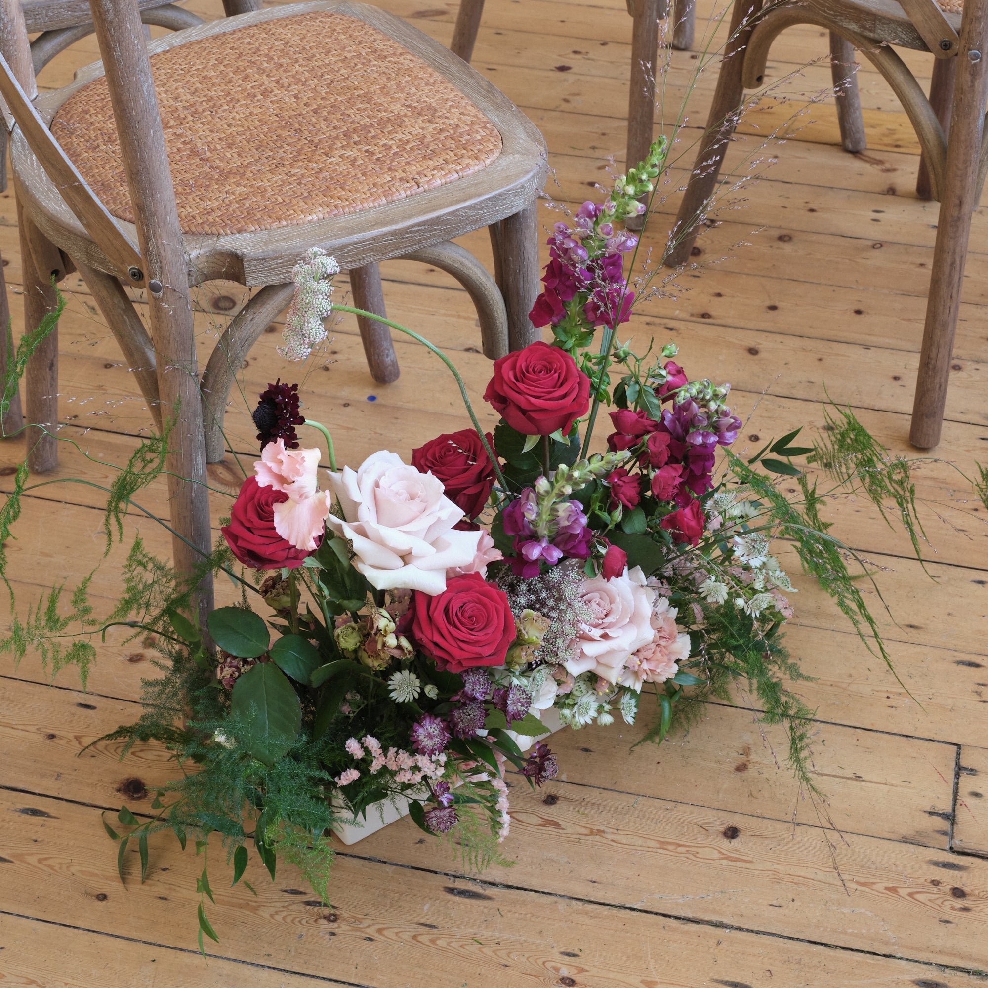 Romantic Reds Small Trough Arrangement