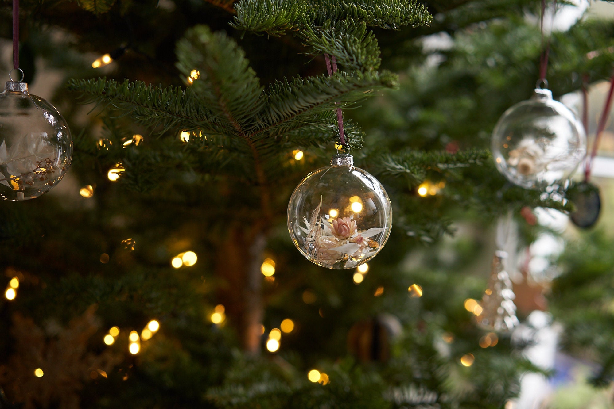 Single Dried flower Baubles: White