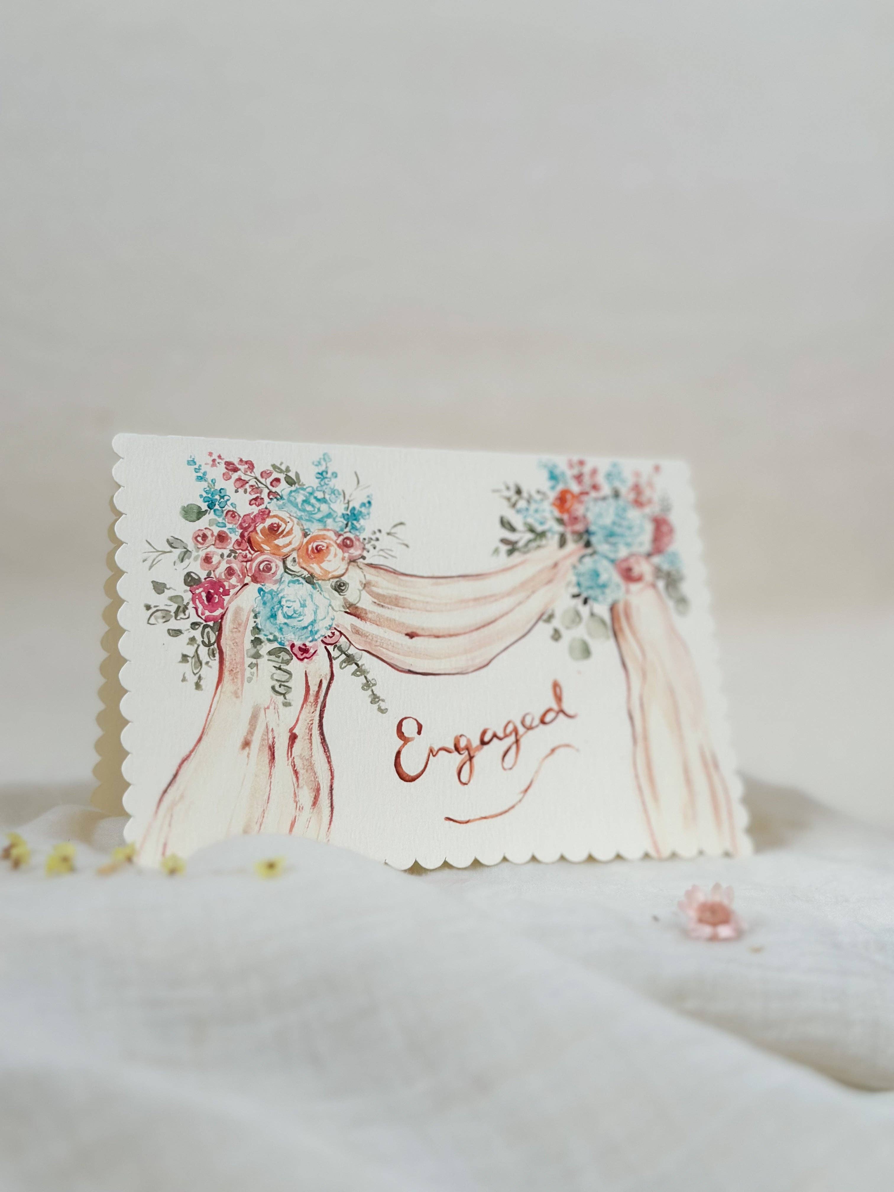 Engaged florals - scalloped edge card