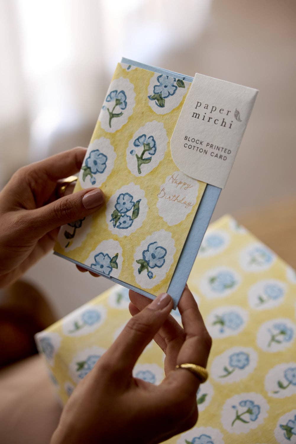 "Happy Birthday' Block Printed Greeting Card | Scallop Tiles Alaska