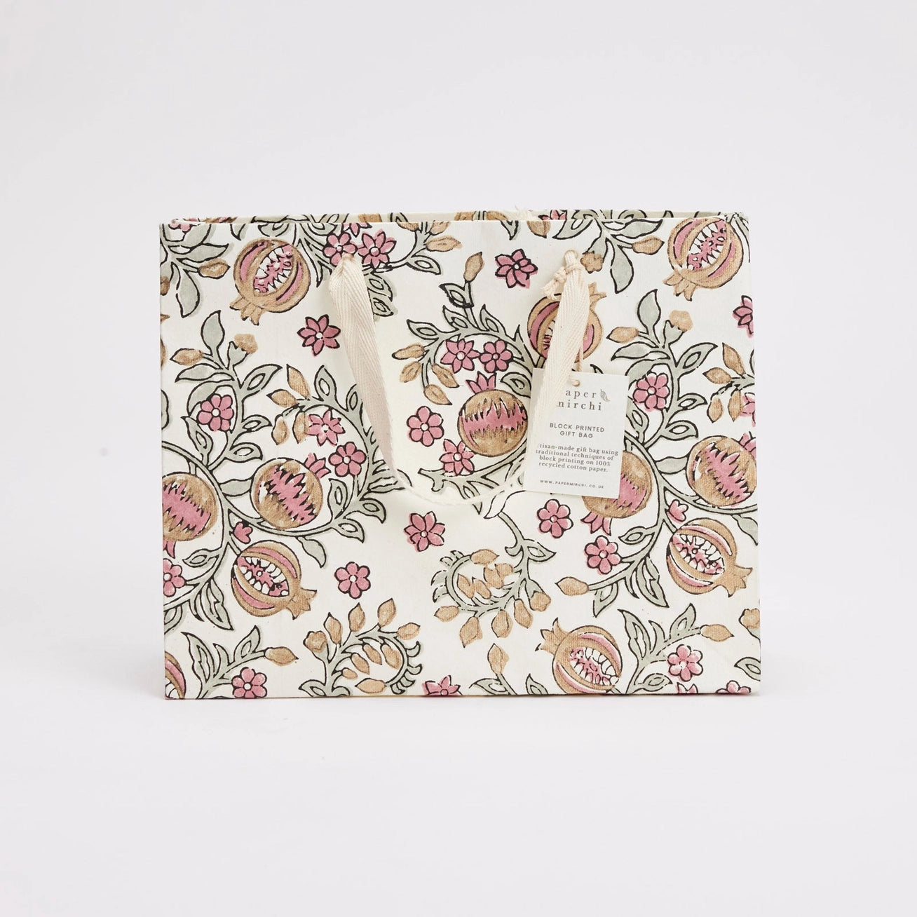 Block Printed Gift Bags | 3 Designs Available | Pink Earth | Medium