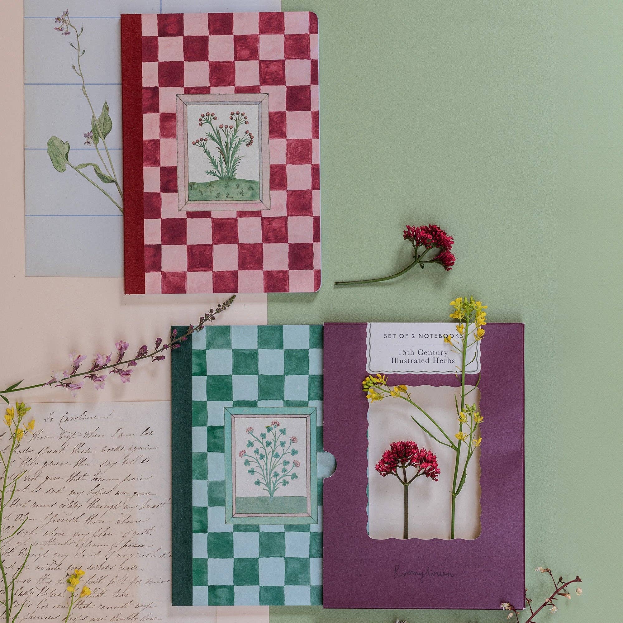 Set of 2 Lined Notebooks | 15th Century Illustrated Herbs