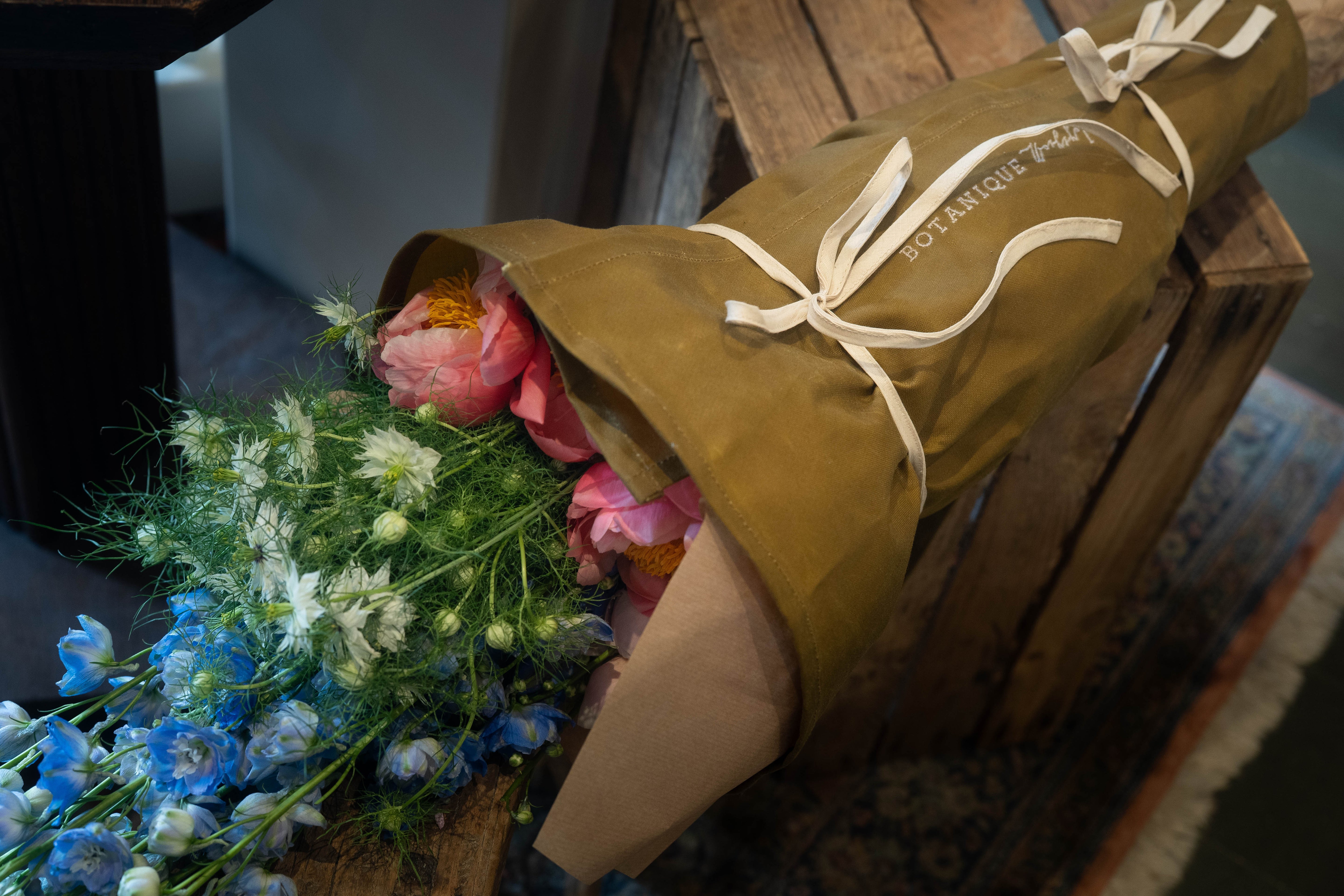 Flower Tote Bag Oiled Canvas