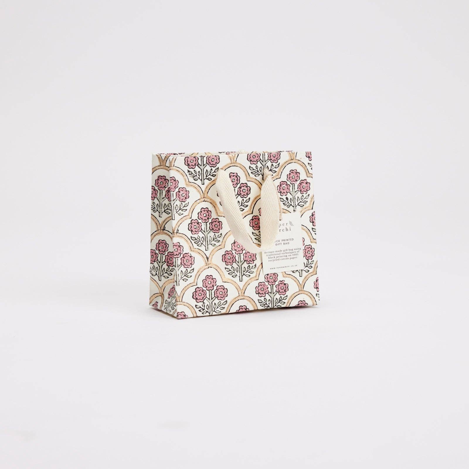 Block Printed Gift Bags | Pink Earth | 3 Designs Available| Small