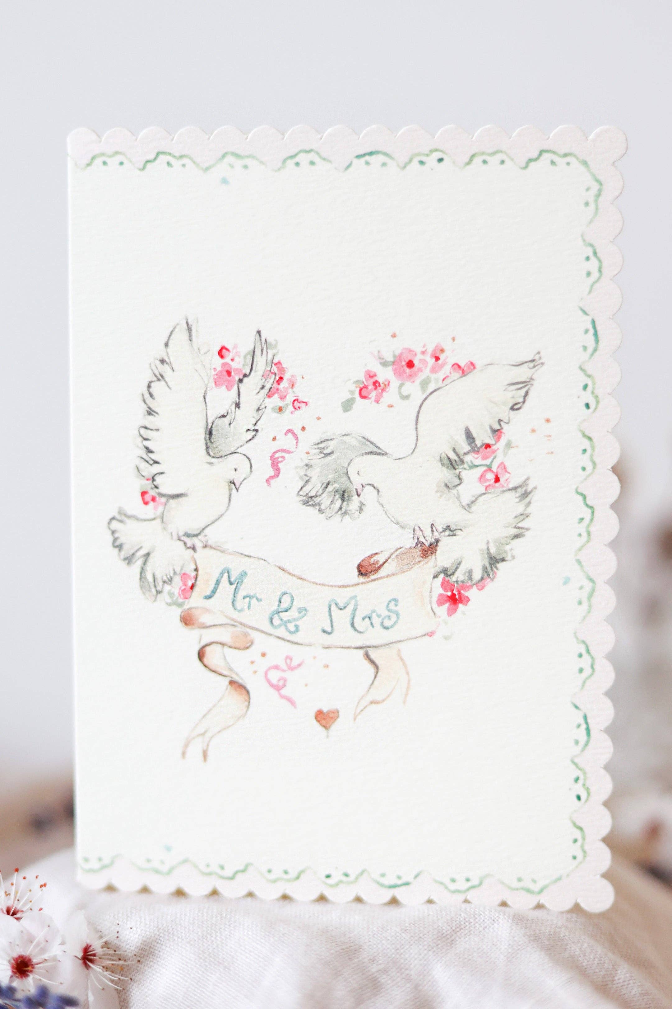 Mr & Mrs - scalloped edge card