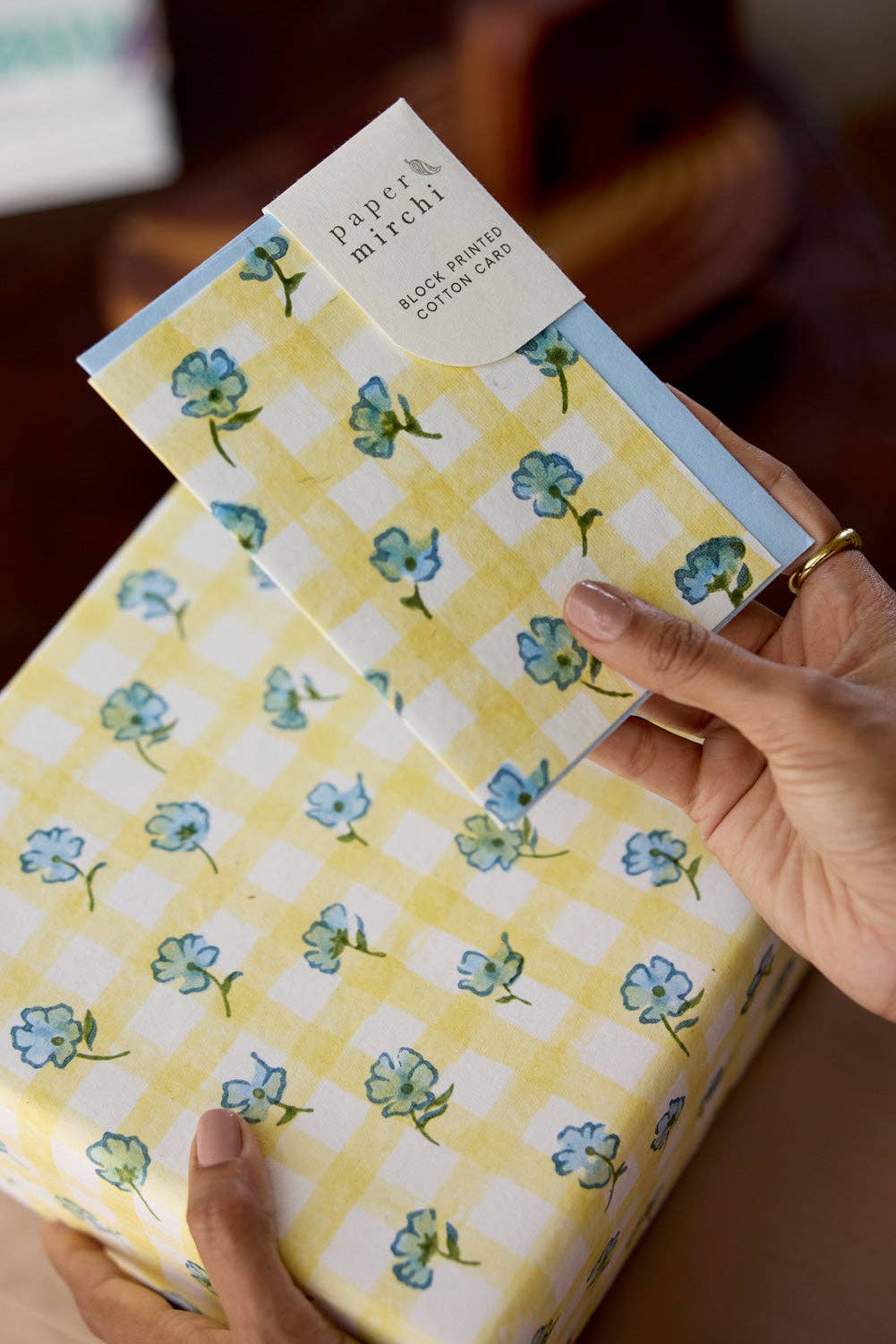 Block Printed Greeting Card | Gingham Alaska