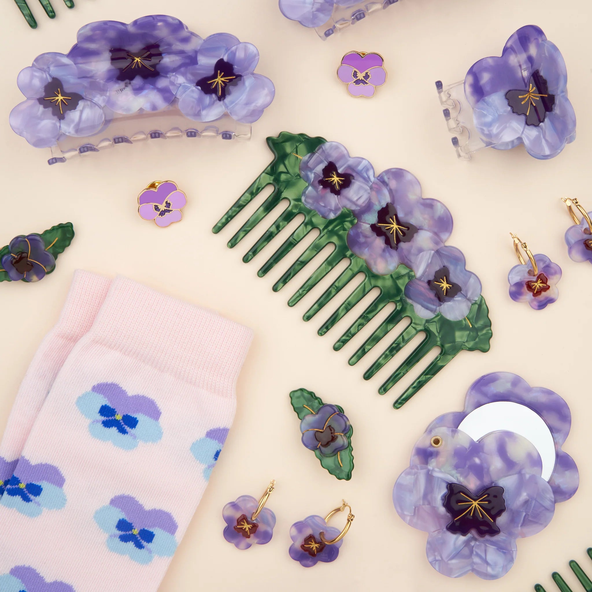 Trio Pansies Hair Claw