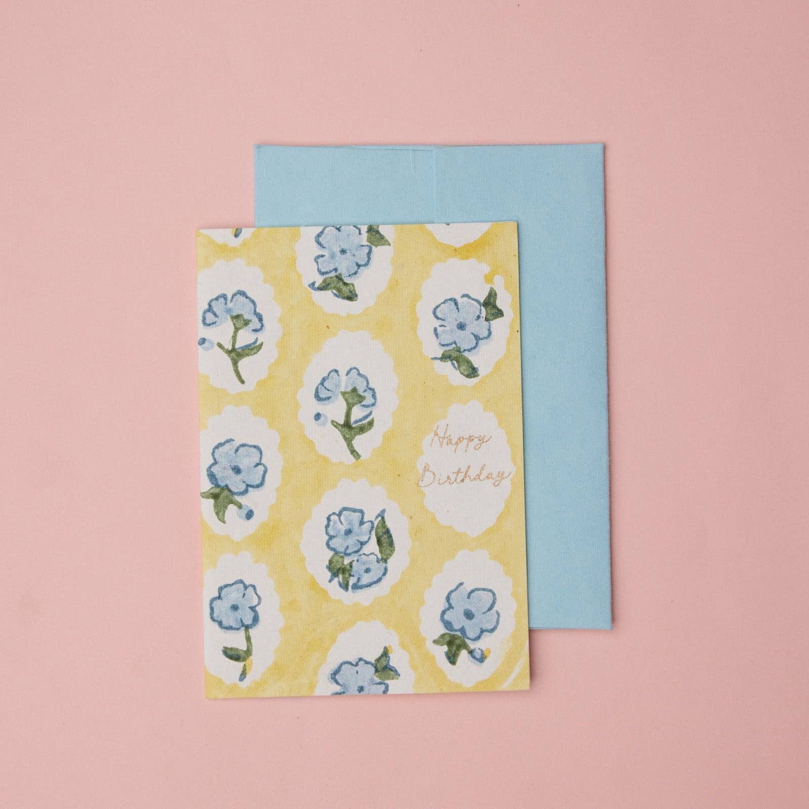 "Happy Birthday' Block Printed Greeting Card | Scallop Tiles Alaska
