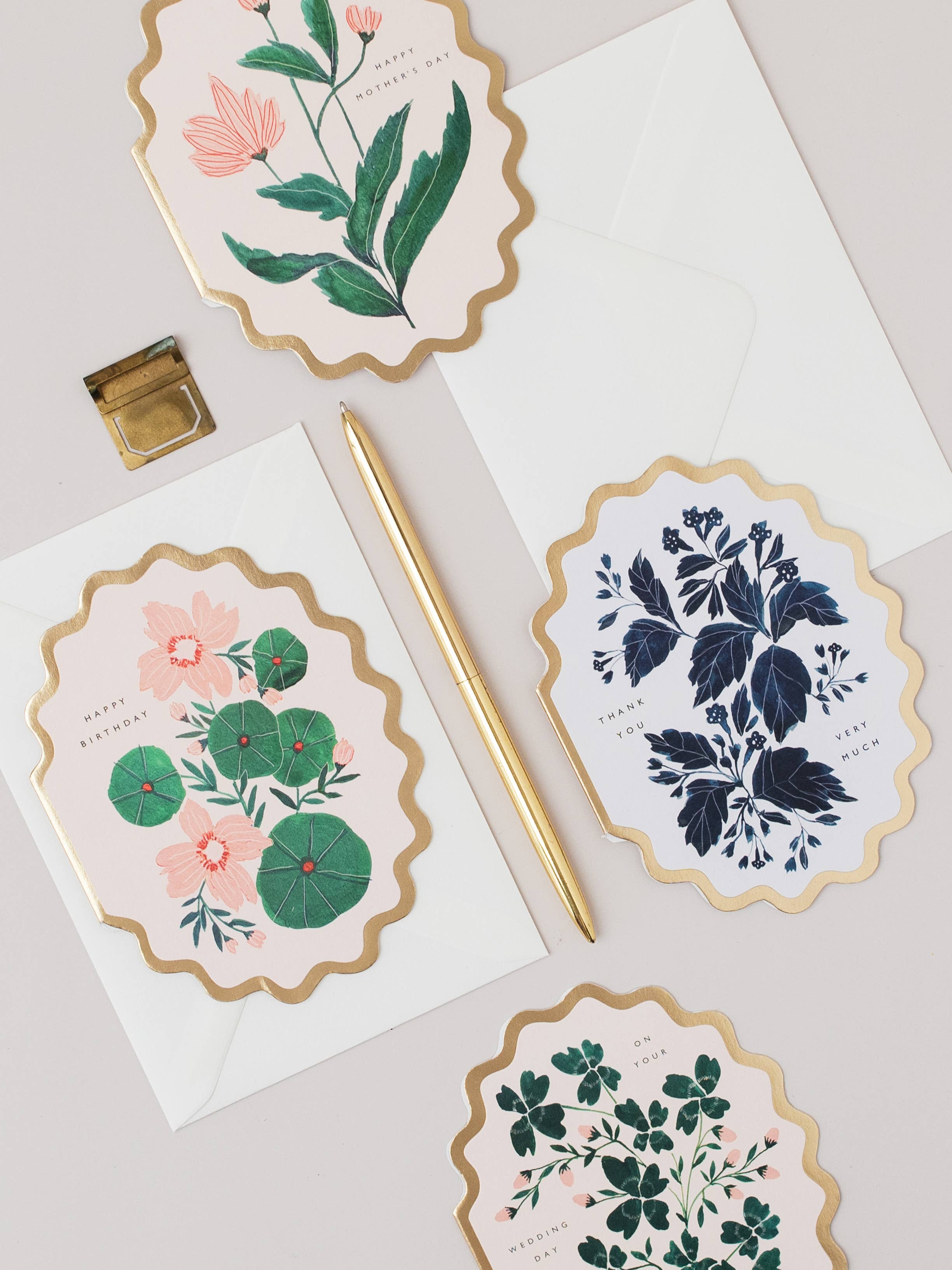 THANK YOU VERY MUCH  BOTANICAL SCALLOP DIE CUT CARD