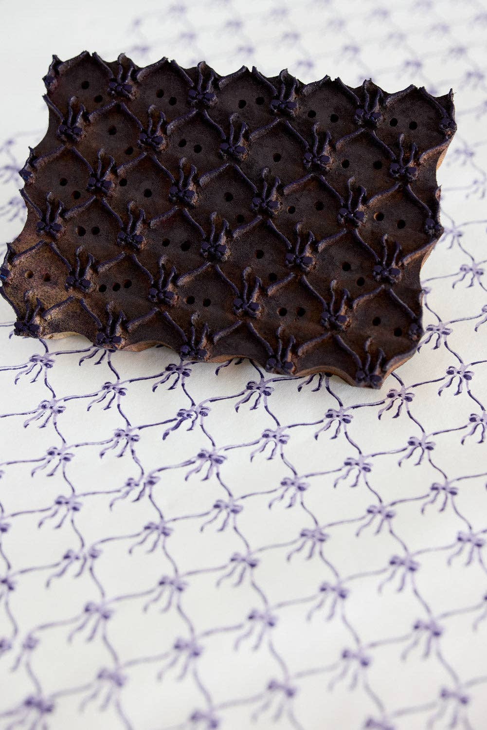 'Happy Birthday' Block Printed Greeting Card | Bows Violet Meringue