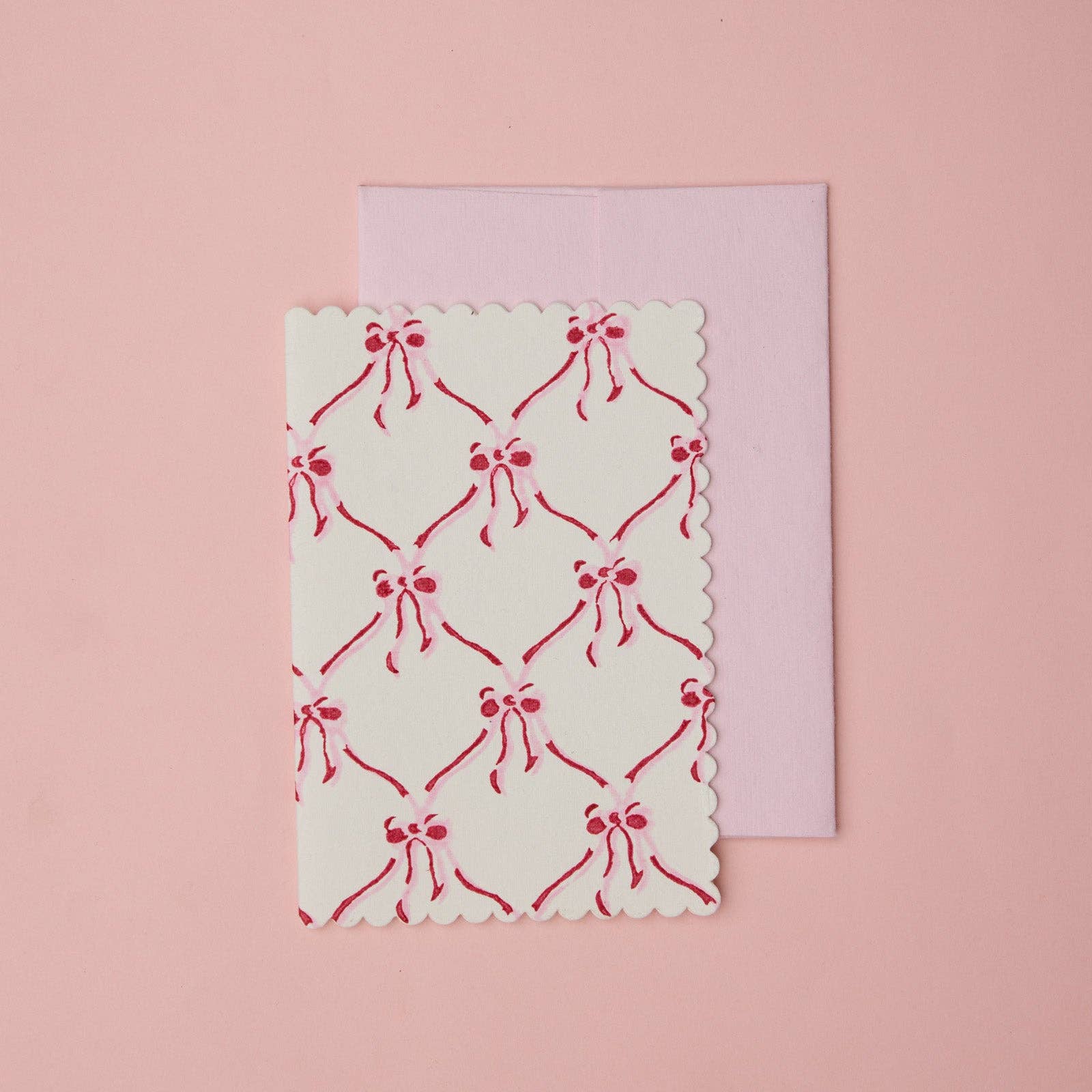 Block Printed Greeting Card | Bows Pink Sorbet
